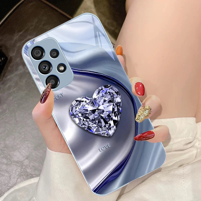 Big Pink Diamonds For Samsung Galaxy S10 4G S20 11E 30 S21 22 S24 Fe Pro S23 S25 Ultra 5G S9 Tempered Glass Phone Case