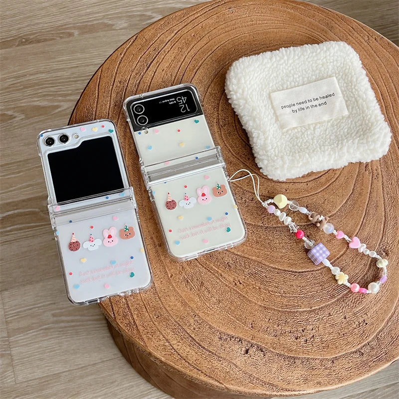 Cartoon Animals Hats Phone Case for Samsung Galaxy Z Flip 7 6 5 4 Protective Back Cover for ZFlip5 ZFlip6 ZFlip7 Case Shell