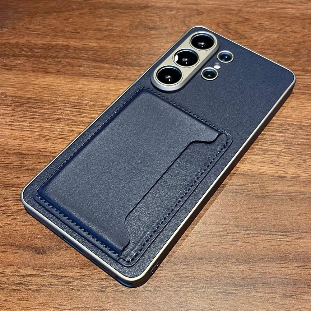 Luxury Leather Flip Wallet Card Package Holder For Magsafe Phone Case for Samsung Galaxy S26 Ultra All-inclusive Hard Back Cover