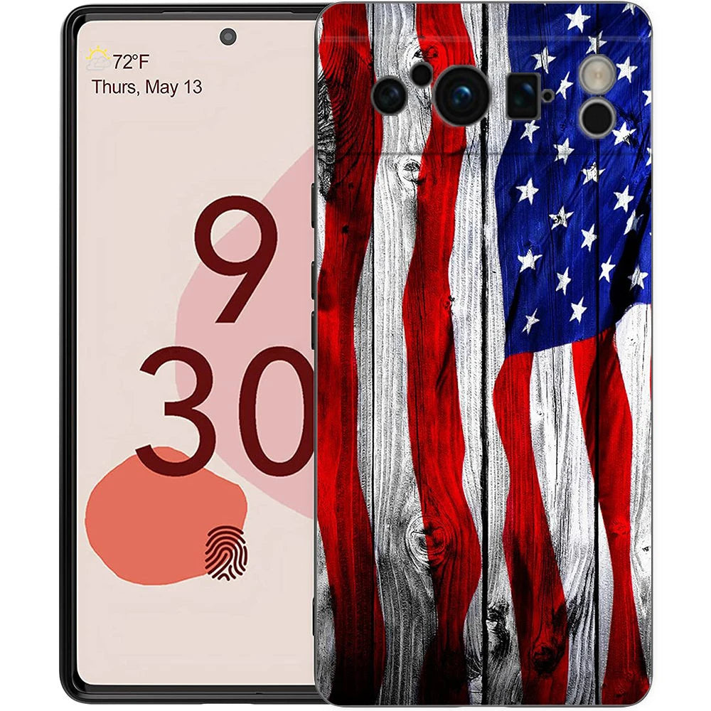 Phone Case Cover for Google Pixel 9 8 7 6 9A 8A 7A 6A Pro 10 9 Pro XL Soft TPU Shockproof Shell Capa American United States Flag