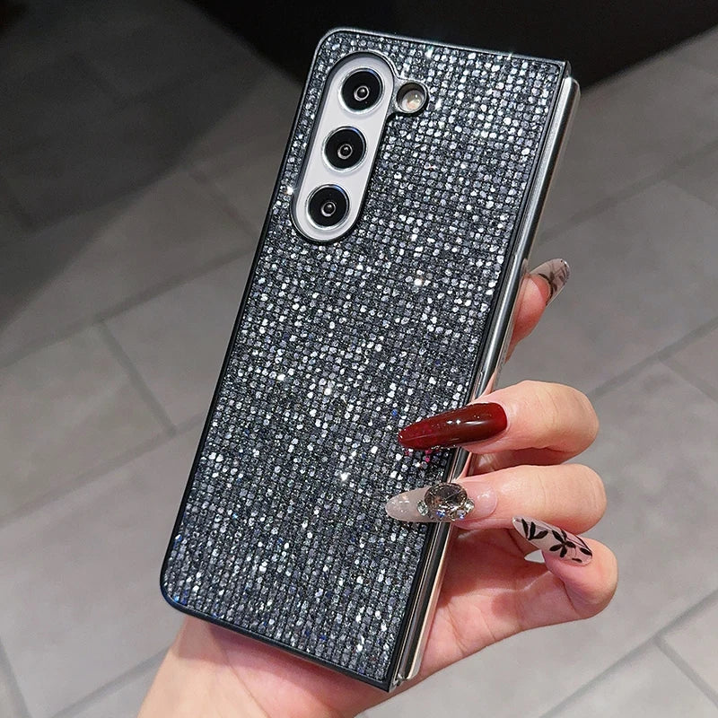 Bling Glitter Sequin Phone Case For Samsung Galaxy Z Fold 6 5 4 3 ZFold 3 5G Back Cover Ultra Thin Hard Plastic Protection Funda