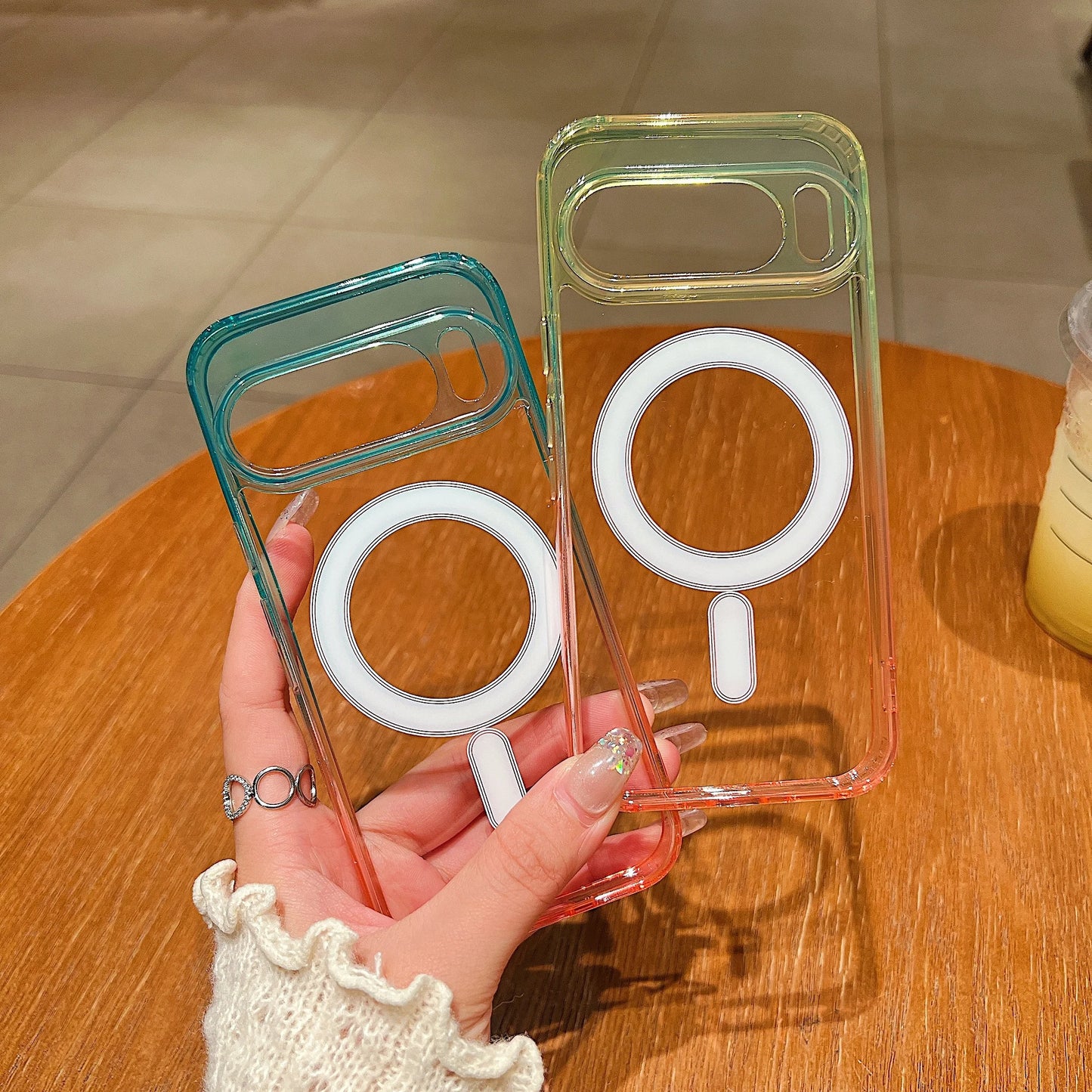 Pixel 10Pro Double Color Gradient for Magsafe Magnetic Case For Google Pixel 10 Pro Transparent Ultra Thin Wireless Charge Cover