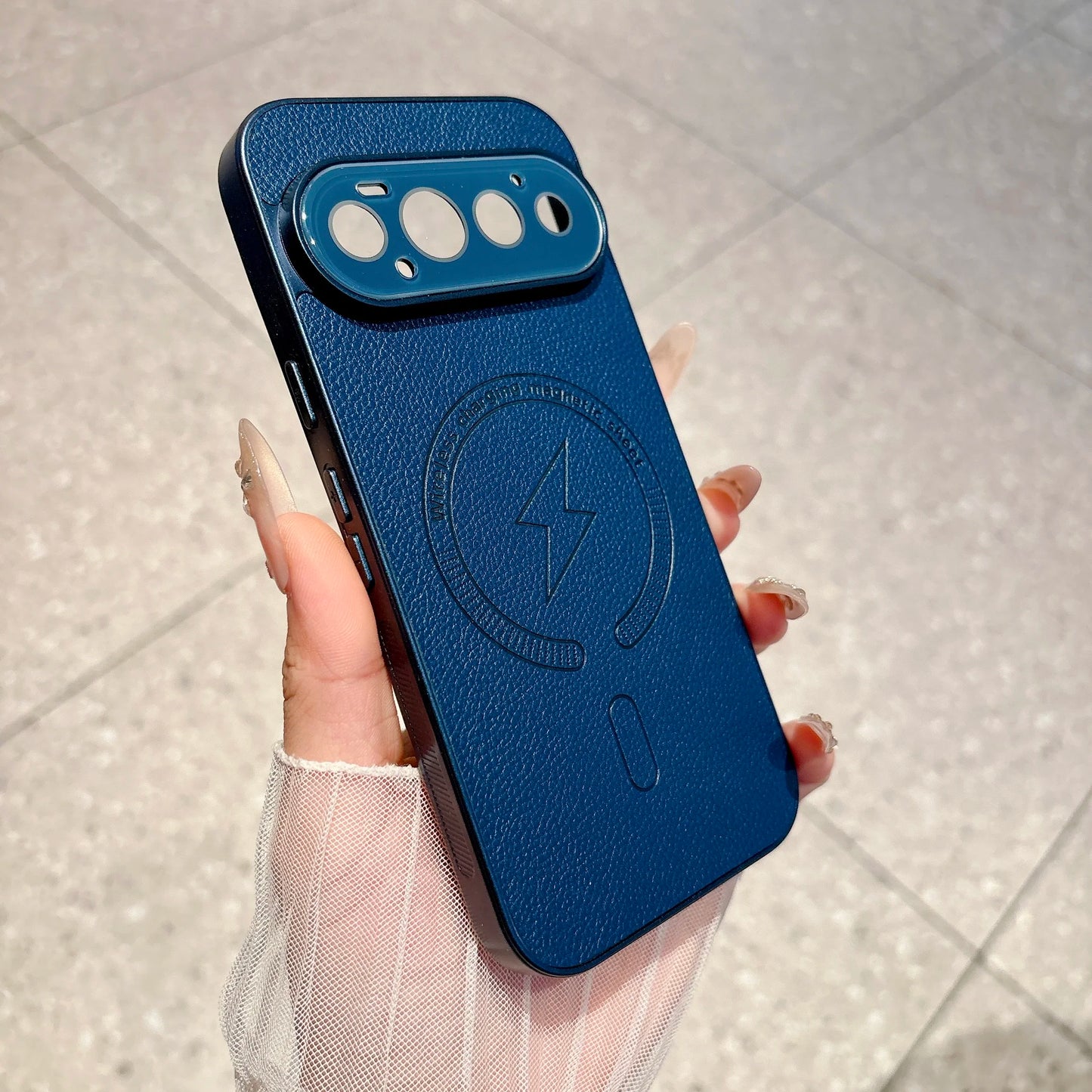 Original Embossed Lightning Leather Magnetic Phone Case For Google Pixel 8 9 10 11 Pro XL 10A 9A 8A For Magsafe Shockproof Cover
