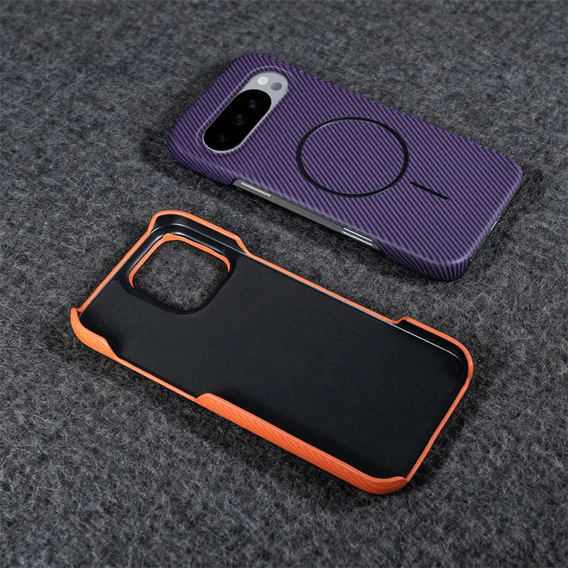 Carbon Fiber Magnetic For Magsafe Case For Google Pixel 10 9 Pro XL 10ProXL 9ProXL 9A Wireless Charger PC Frameless Phone Cover