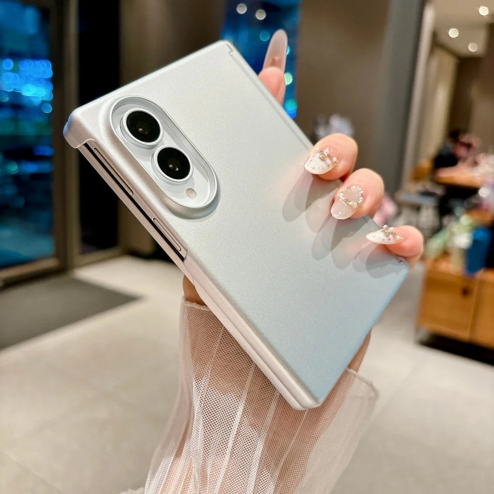 Z Fold8 Metallic Paint Hinge Skin Feel Phone Case For Samsung Galaxy Z Fold8 Ultra 7 6 5 4 Dual-axis Shockproof Bumper PC Cover
