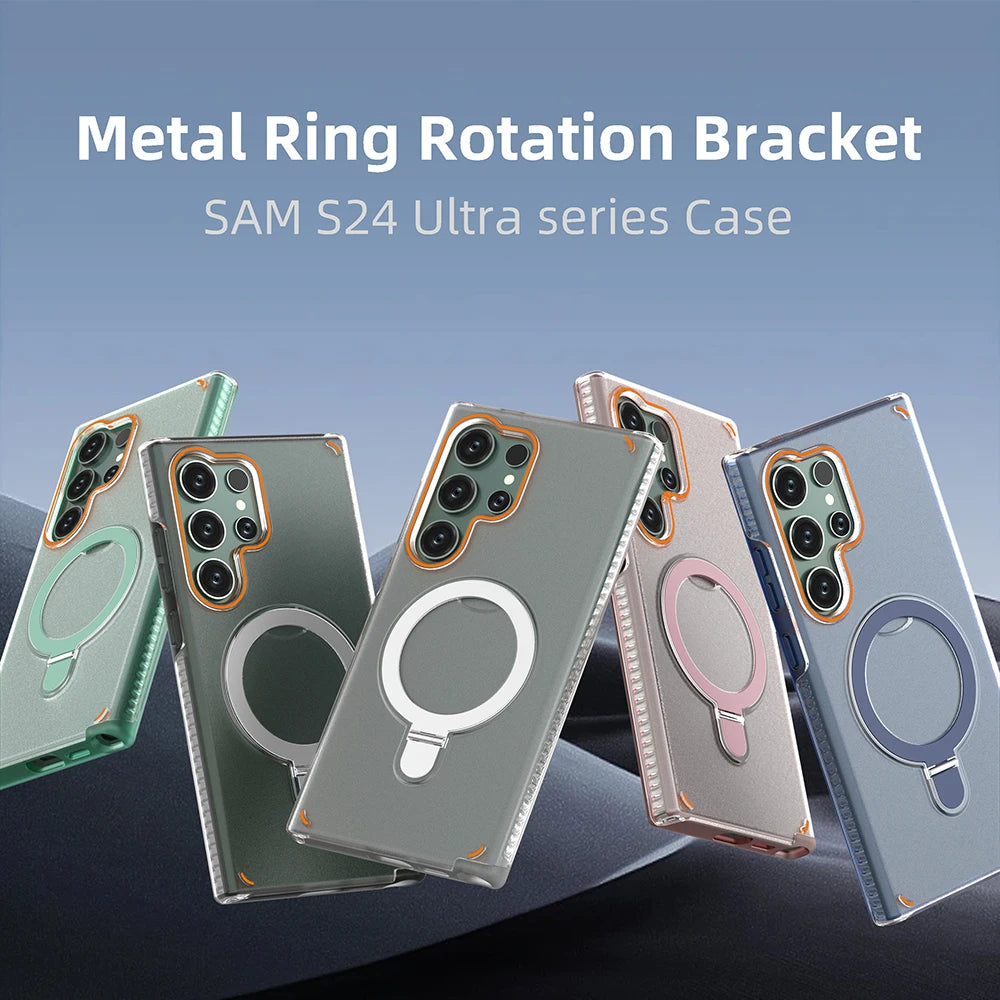 3 IN 1 Folding Ring Holder Phone Case For Samsung Galaxy S26 S25 S24 Plus Ultra Magnetic For Magsafe Shockproof Stand Back Cover