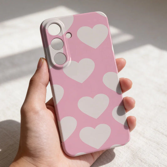 Phone Case For Samsung S26 S25 S24 S23 S22 Plus S21 Ultra Edge S23 S24 S25 FE Lovely Heart Pattern Hard PC Bumper Cover