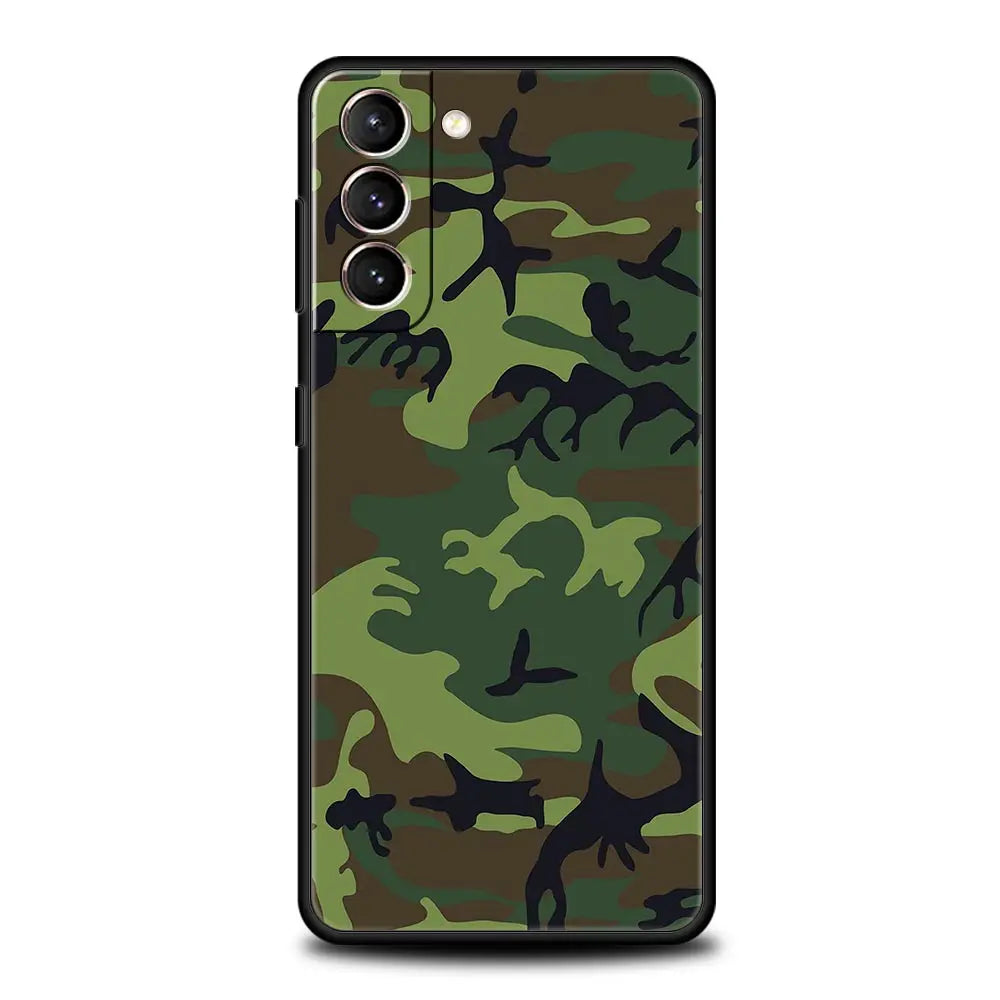 Camouflage Camo Military Army Phone Case For Samsung Galaxy S24 S23 S22 S20 Ultra S21 FE 5G S10 S9 Plus S10E Soft Silicone Cover