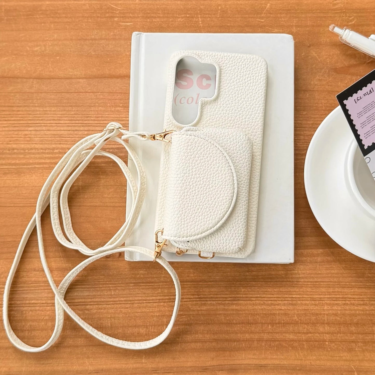 Crossbody Long Lanyard Leather Cards Bag Case for Samsung S26 Ultra S25 S24 Plus A17 A07 A57 A37 Built in Makeup Mirror Cover