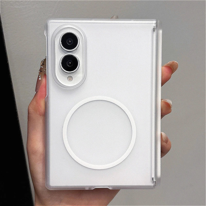 PC Frosted Magnetic Slim Case For Samsung Galaxy Z Fold 8 7 6 5 4 5G ZFold8 Fold7 Luxury Matte Transparent Shockproof Back Cover