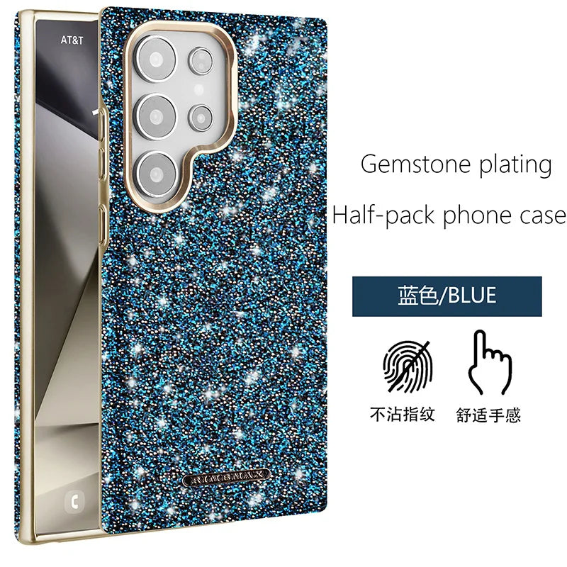For Samsung Galaxy S24 S25 Ultra S25 Plus Electroplated Flash Powder Magsafe Phone Cas Fall Prevention Wireless Charging Cover