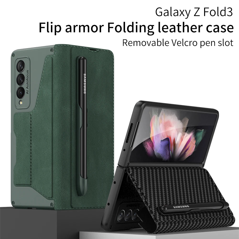 GKK Original Case For Samsung Galaxy Z Fold 4 5 6 5G Case Leather Pen Holder Armor Back Protection Hard Cover For Samsung Z Fold