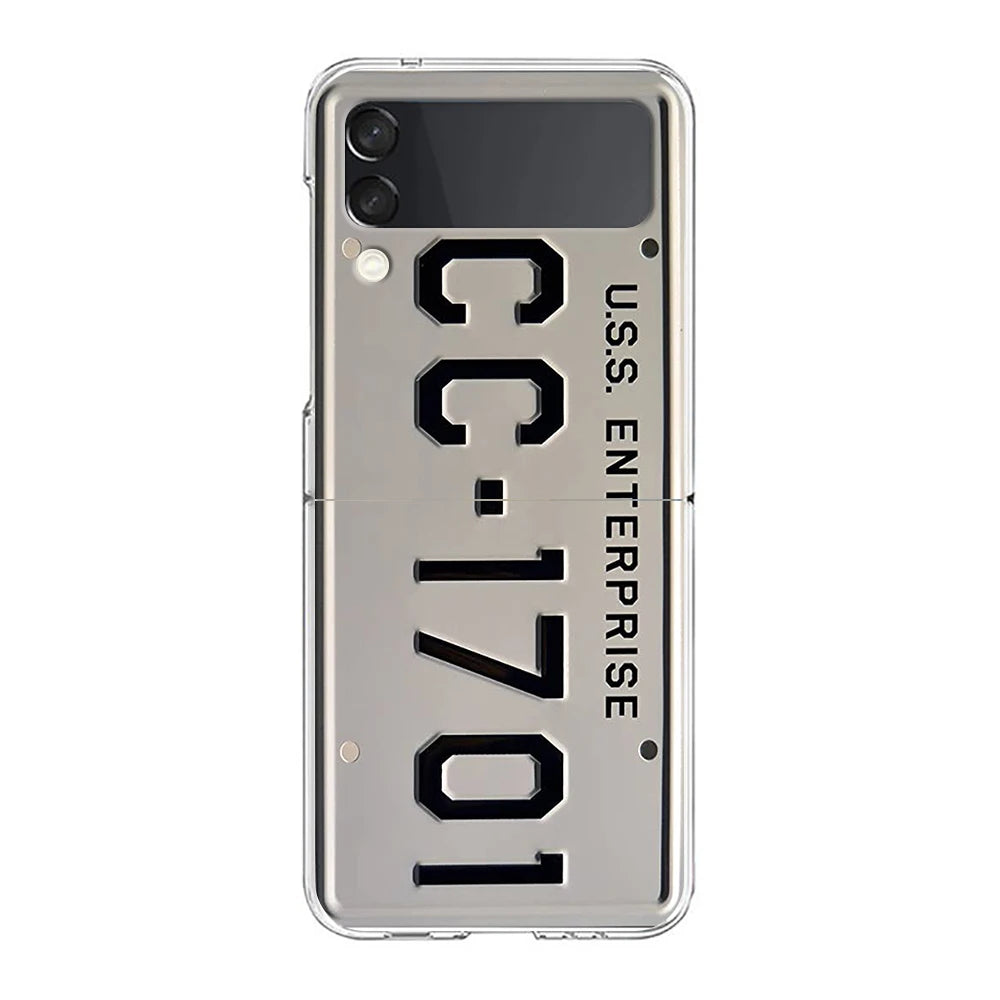 Retro Vintage License Plate Phone Case For Samsung Galaxy Z Flip 7 6 5 4 3 For Samsung Flip7 Flip6 Shockproof Hard Folding Cover