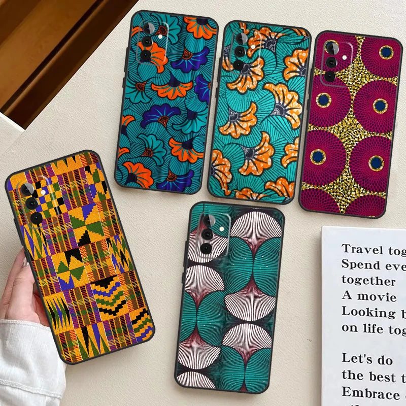 African Wax Fabric Case For Samsung Galaxy A52 A53 A54 A12 A13 A14 A32 A33 A34 A23 A24 A72 A73 A51 A71 A15 A25