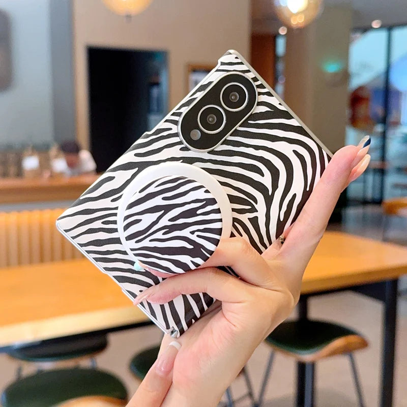 For Samsung Galaxy Z Fold 8 Wide Case Stylish Stand Unique Contrasting Color Texture Skin-friendly PU Leather Cover Shockproof