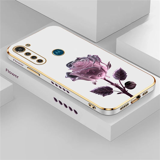 Luxury Plating Flower Case For Moto G8 Power Lite G9 Play E7 Plus Edge20 G30 G52 G22 G60 G40 Fusion Silicone Shockproof Cover