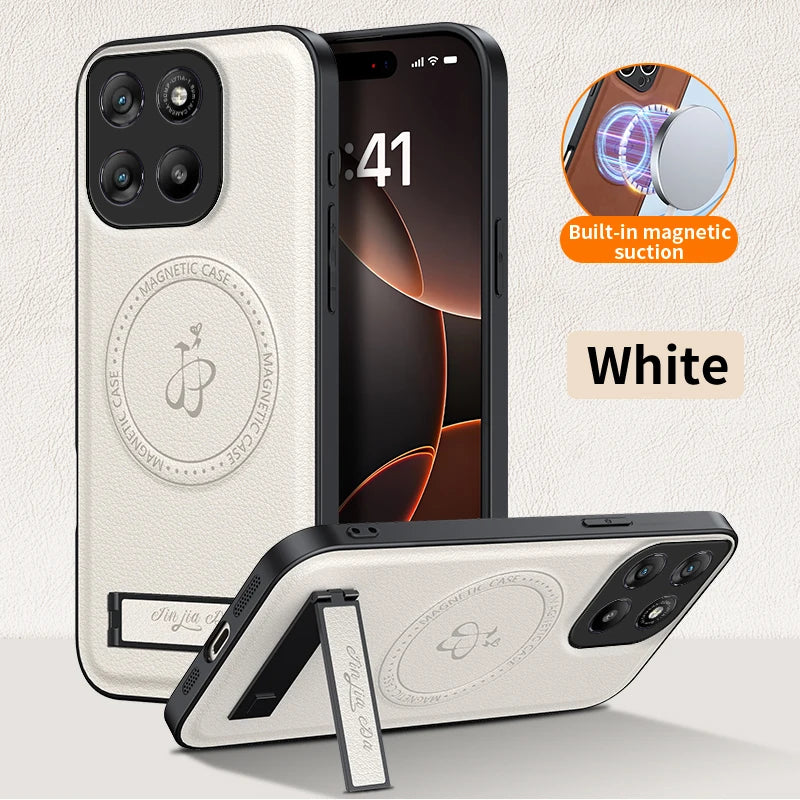 PU Leather Case for Magsafe Magnetic Wireless Charging Hard Kickstand Cover For Motolora Edge 70 G67 Power G56 G57 G86 60 50
