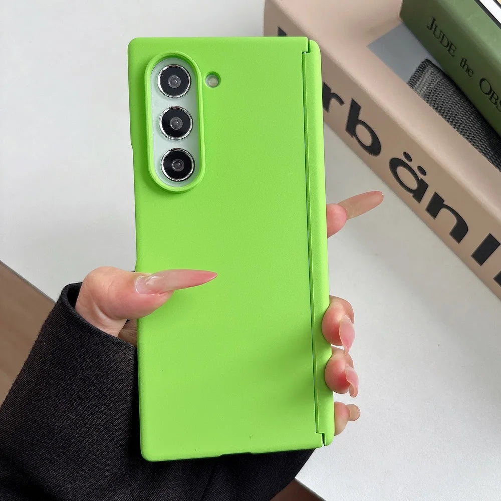 Solid Color Hinge Protection Phone Case  For Samsung Galaxy Z Fold 7 6 5 4 2pc-Set Skin Feel Matte PC Shockproof Folding Cover