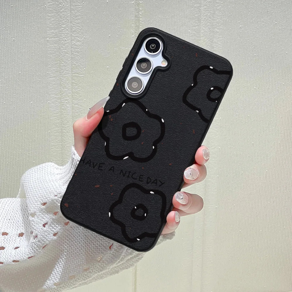 Flower Lichee Pattern Phone Case For Samsung Galaxy A56 5G A16 A17 A55 A36 A53 A35 A06 A07 A26 A34 S25 Ultra S24 FE S23 Cover