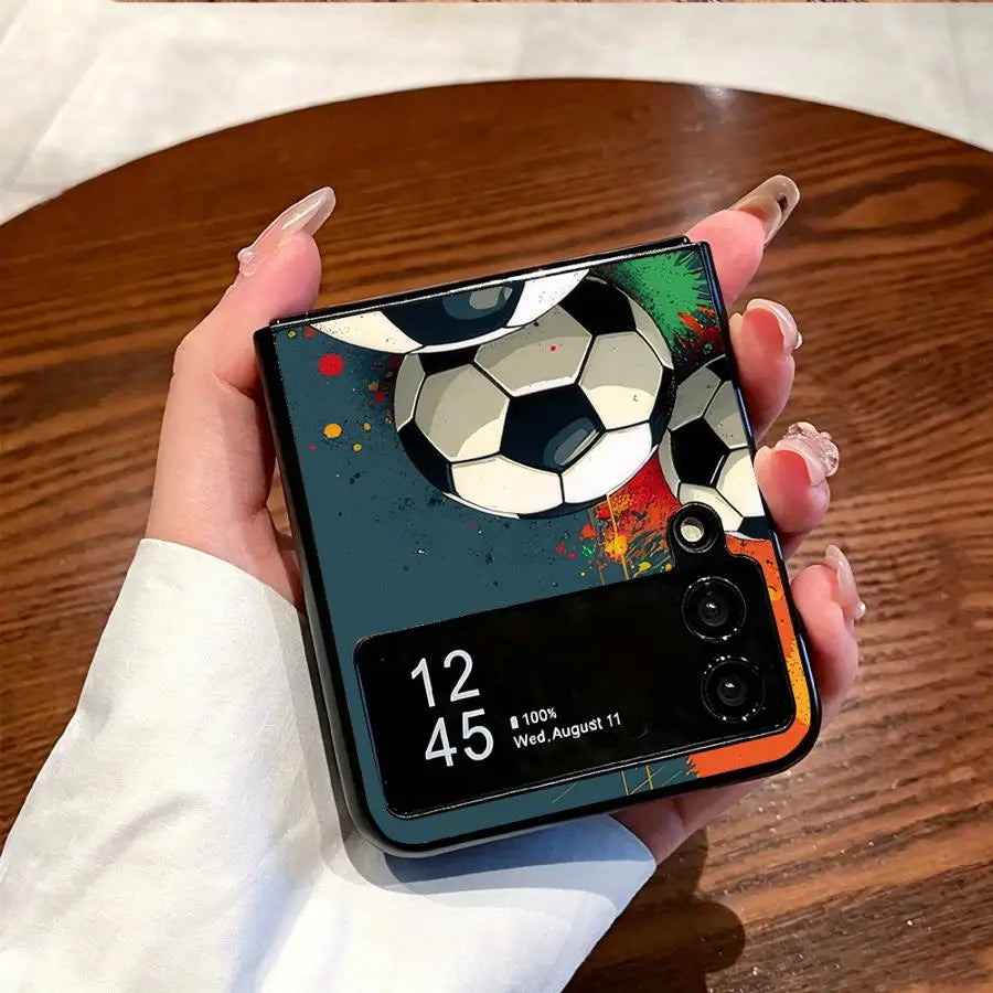 Phone Cover Case for Samsung Galaxy Z Fold 7 6 5 4 3 Z Flip 7 6 5 4 3 Soccer Ball Art