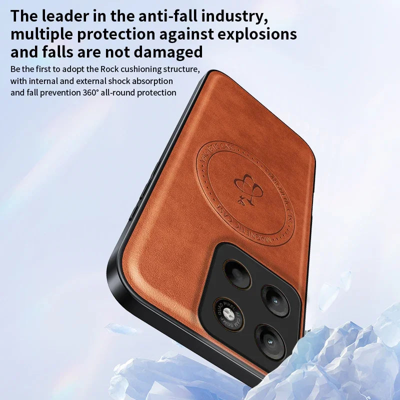 Wireless Charging Magnetic Case for Motorola Moto G56 G86 5G G85 G75 G15 G05 E15 Protective Cover PU Leather Back Shell Fundas