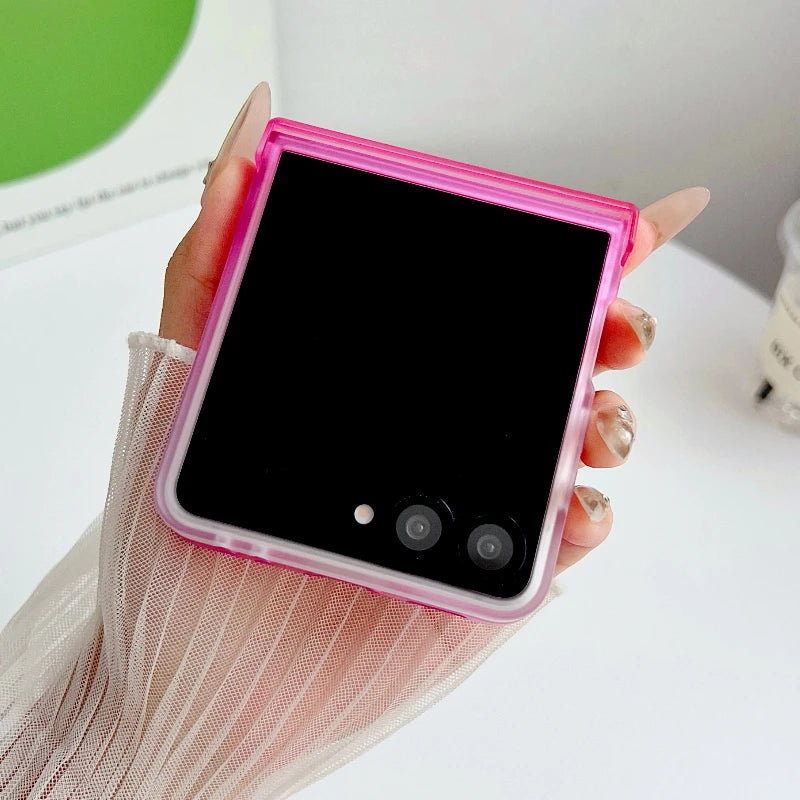 Candy Color Gradient Case For Samsung Galaxy Z Flip 7 6 5 4 3 7 5G Flip7 FE Skin Feel 3-piece Set Translucent Frosted Back Cover