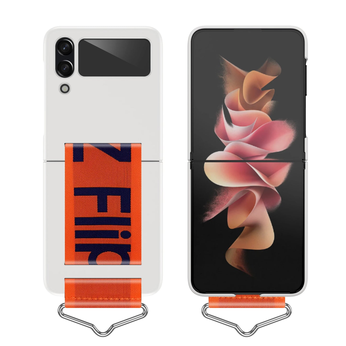 Fashion Hand Strap Phone Case For Samsung Galaxy Z Flip 6 5 4 ZFlip 3  Ultra Thin Hard Plastic Cover Wristband Ring Fundas Coque