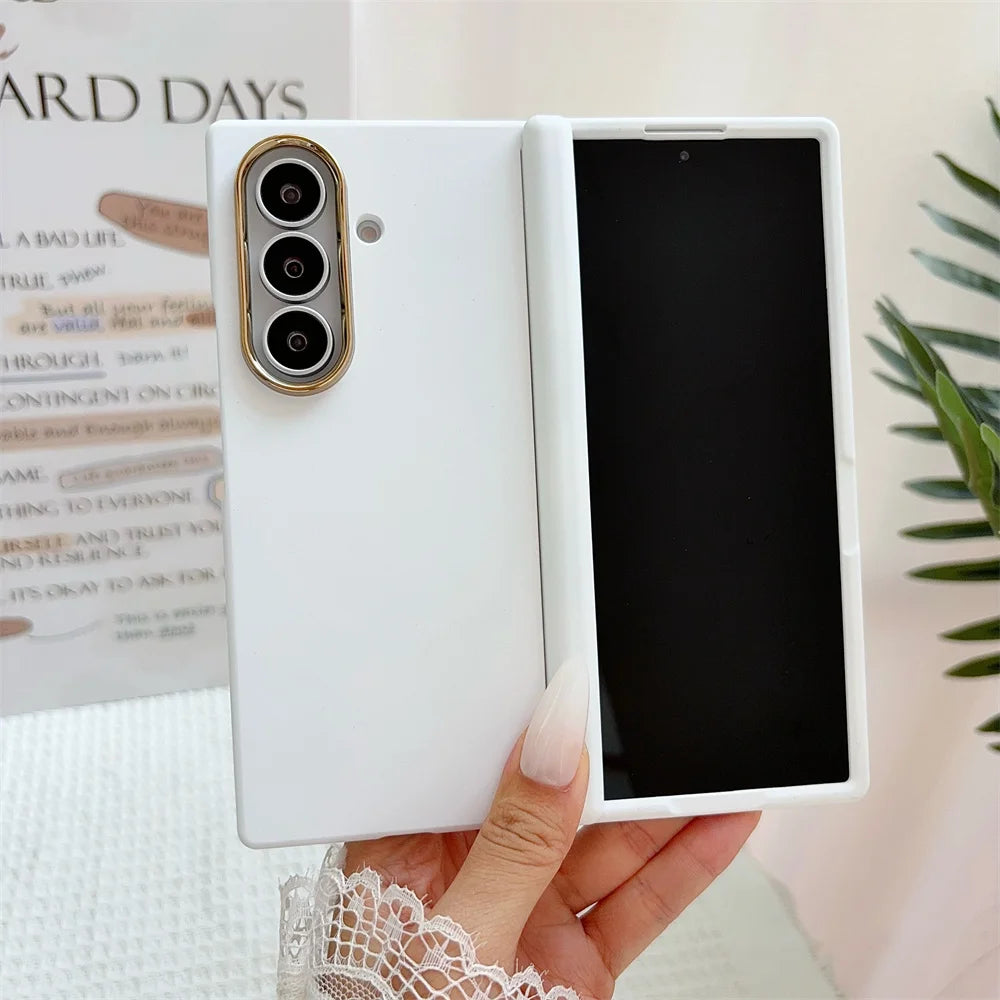 Luxury For MagSafe Flip Hinged Protection Phone Case for Samsung Galaxy Z Fold 8 7 6 5 Wireless Charging Solid Color Matte Cover