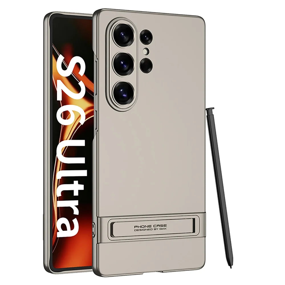 Ultra Thin PC Hard Invisible Fold Stand Holder Phone Case For Samsung Galaxy S25 S24 Ultra S26 S23 Shockproof Protection Cover