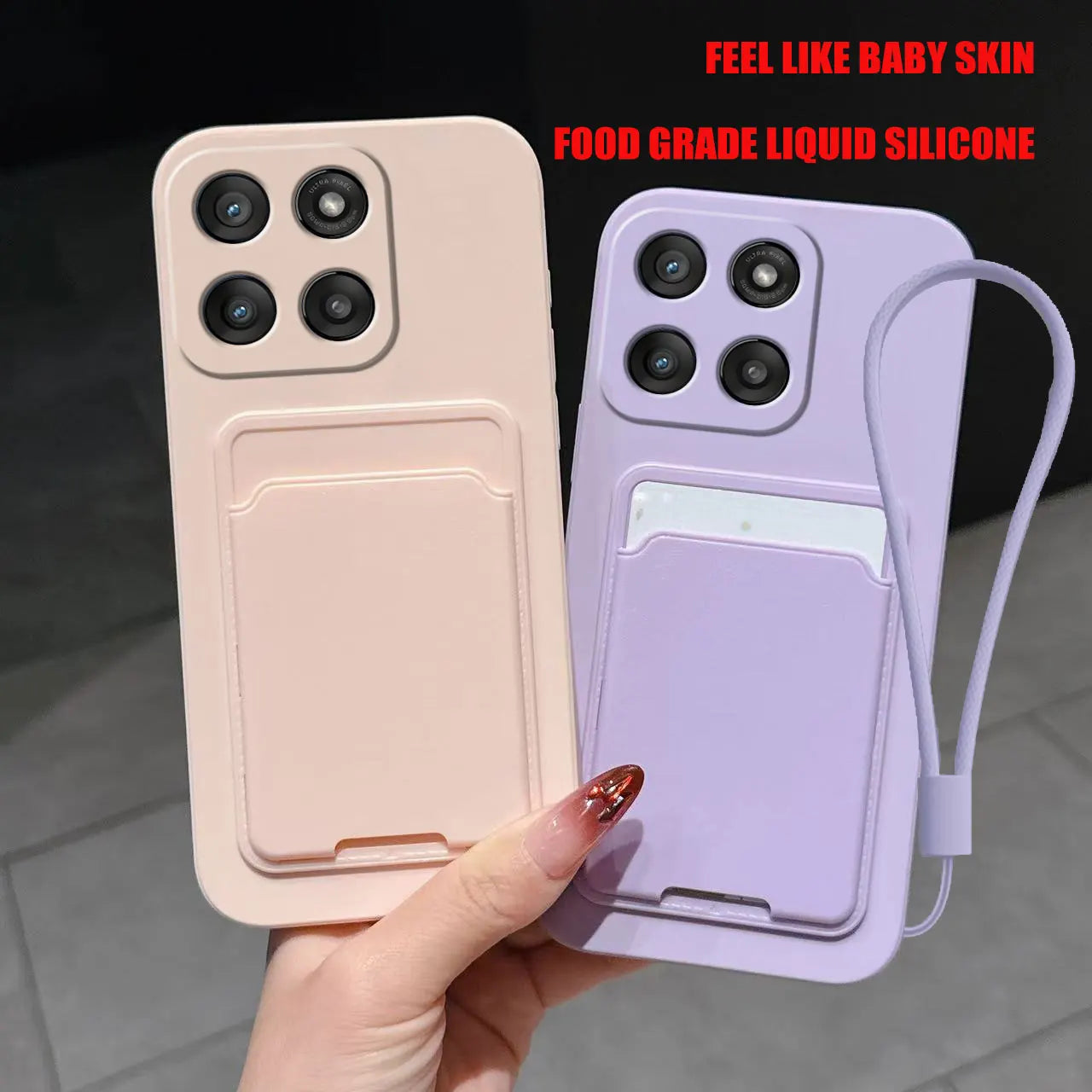 Case for Motorola Edge 60 Fusion Liquid Silicone Card Holder Soft Phone Skin Cover Edge 50 Shockproof Back Pocket Wallet Notes