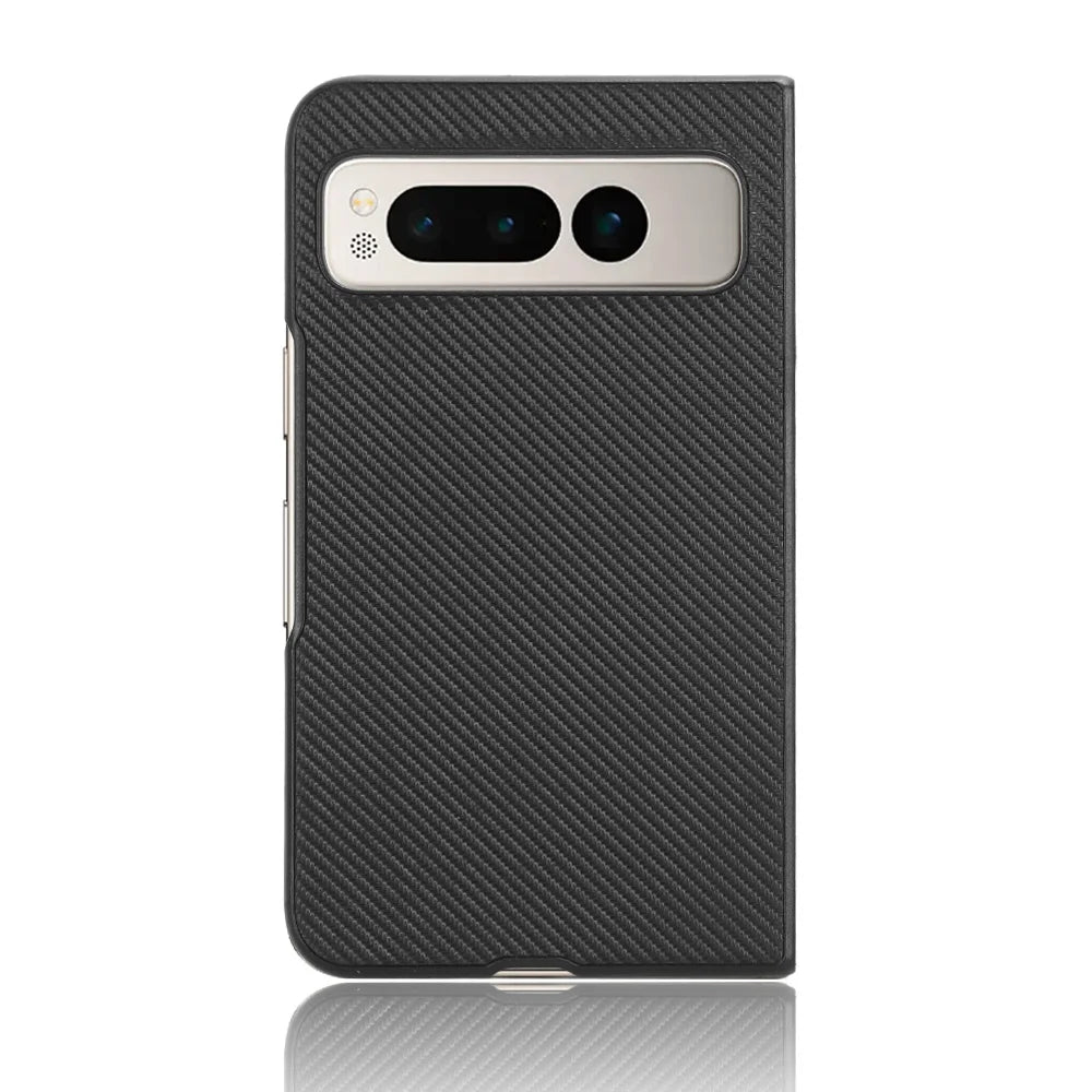 For Google Pixel Fold Fiber Carbon Texture Leather Case Ultra Thin Shockproof Protective Non-Fingerprint Cell Phone Cover