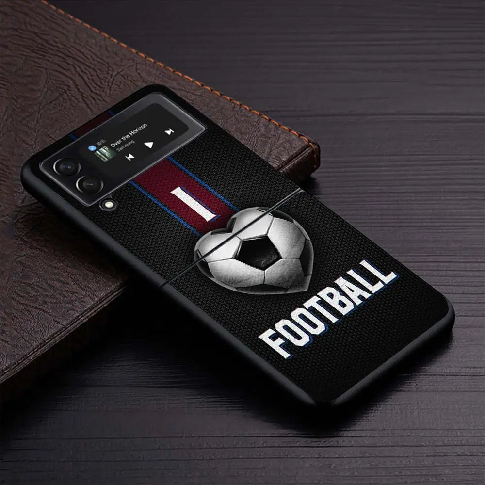 Football Soccer Ball Design Phone Case For Samsung Galaxy Z Flip3 Flip4 Flip5 Flip6 Flip7 For Z Flip 7 6 5 4 3 5G Hard Folding C