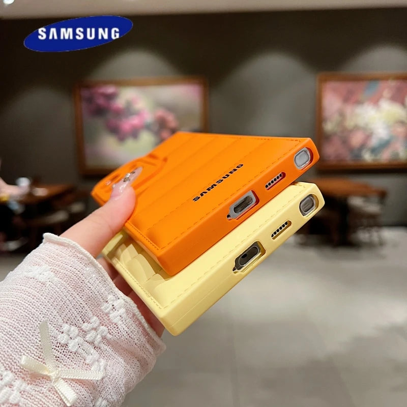 Wave Puffer Down Jacket Phone Case Samsung S25 S24 S23 S22 Ultra S21 Plus S20 Note 20 A72 A54 Solid Color Shockproof Soft Cover