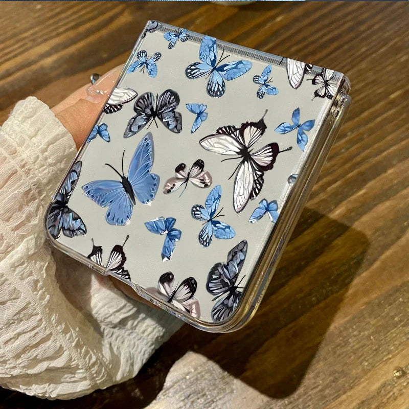 Flowers Bowknot Clear Phone Case For Motorola Razr 50 40 Ultra Razr40 Razr50 Shockproof Bumper Transparent Folding Hard PC Cover