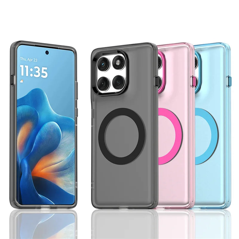Magnetic Wireless Charging Case For Motorola Edge 60 Pro Moto Edge 60 Neo Fusion Cover Candy Colors Transparent Shell Fundas