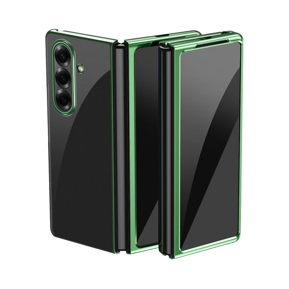 Luxury Electroplated Case For Samsung Galaxy Z Fold 7 6 5 4 3 5G Folding Screen Electroplated PC Transparent Protective Cover