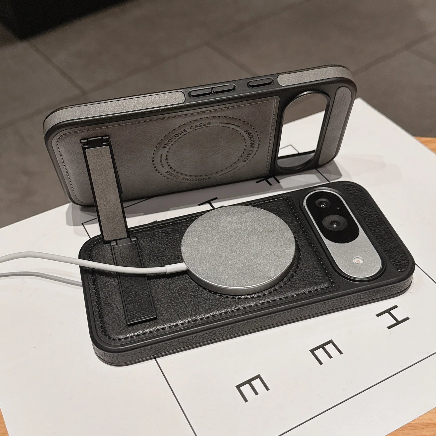 PU Leather Mag-safe Wireless Charge Case for Google Pixel 10 9 Pro XL 9A 8 Magnetic Invisible Bracket Cover Stand Holder Shell