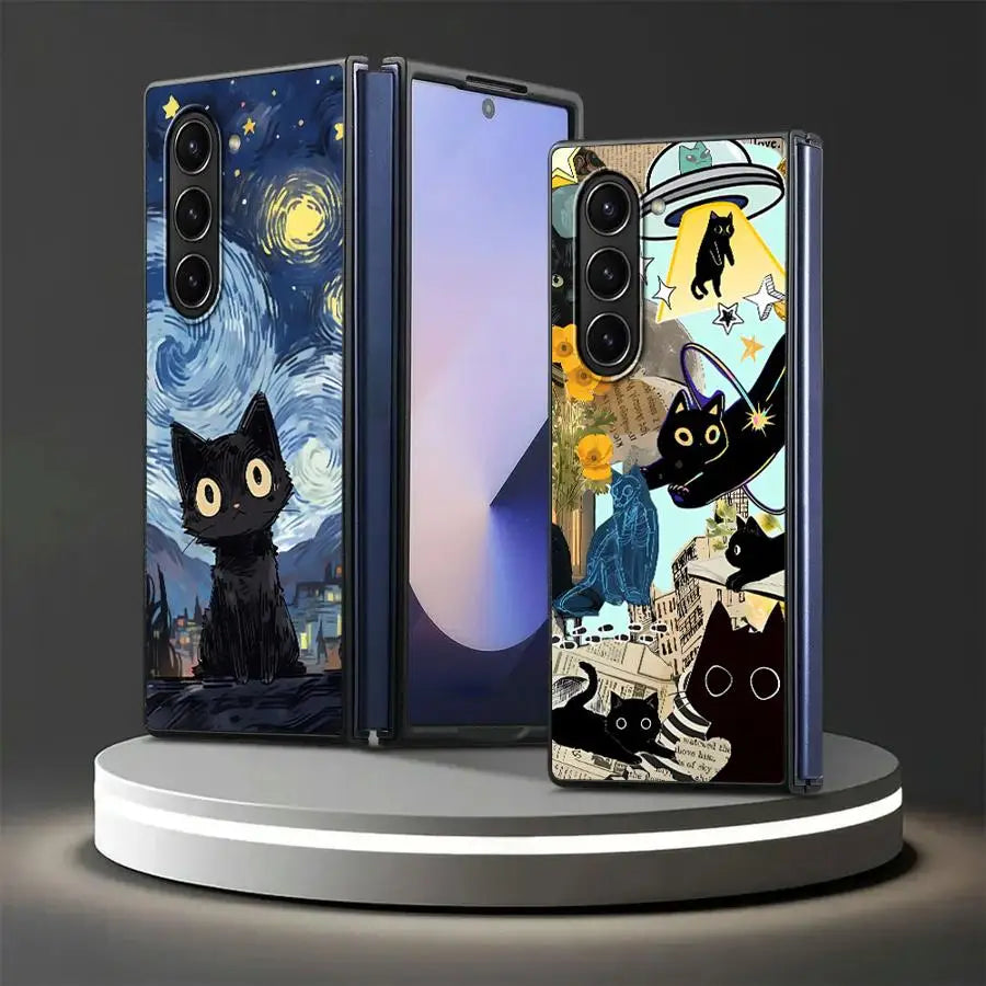 Case for Samsung Galaxy ZFold6 ZFold4 ZFold5 ZFold7 Z Fold 7 6 5 4 3 ZFold3 Back Phone Cover Super Cute Kitten