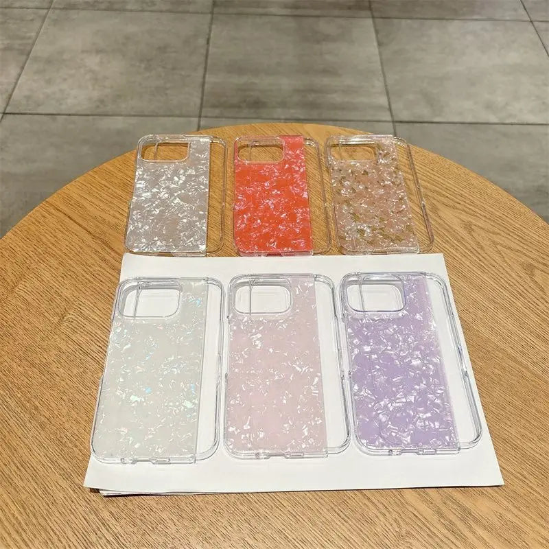 For Google Pixel 10 Pro Fold Case Fashion Flower Print Phone Back Cover Dreamy Pearl Glitter Shockproof Hard Shell