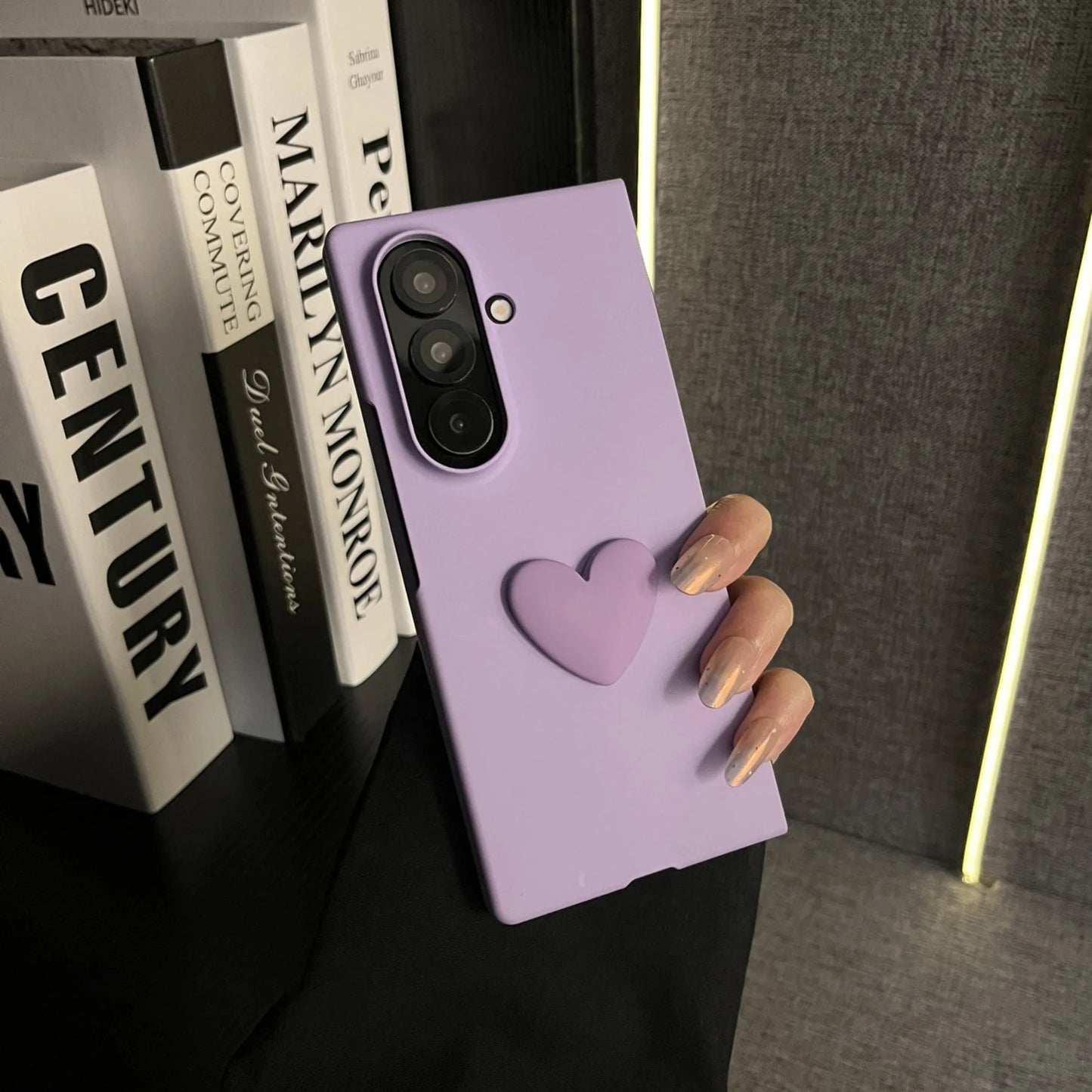 Ins Cute Simple 3D Love Heart Solid Color Phone Case for Samsung Galaxy ZFold7 Z Fold 6 Z Fold6 Z Fold5 Shockproof Back Cover