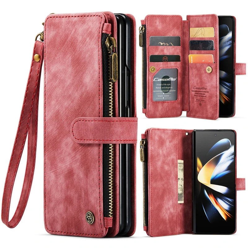 Busniess Zipper Wallet Case For Samsung Z Fold 5 4 3 phone case For samsung S23 Ultra S22 Plus S21 FE S20 12 A13 A53 A54 5g case