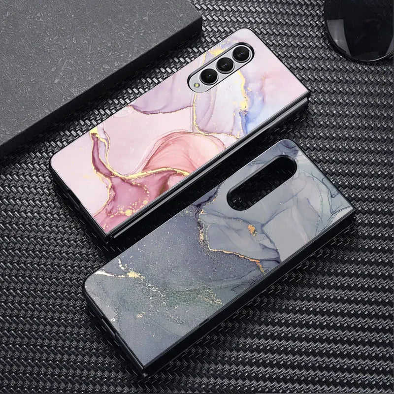 Granite Marble Case for Samsung Galaxy Z Fold3 Z Fold4 5G Z Fold5 5G Z Fold6 ZFold4 Shockproof Cases Funda Protection Cover