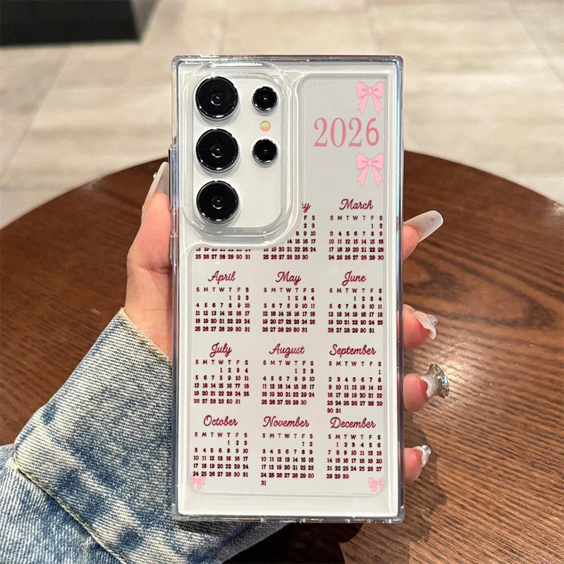 New 2026 Calendar Design Clear Case For Samsung Galaxy S25 S24 S23 Ultra S22 S21 Plus FE A16 A15 A56 A55 A54 A53 A36 5G Cover