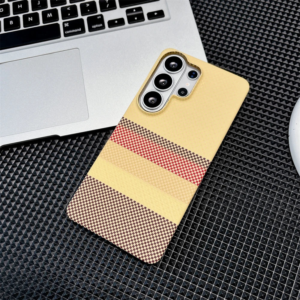 Luxury Carbon Fiber Wireless Charging For Magsafe Case for Samsung Galaxy S26 Ultra S26 Plus Alloy Lens Protection Hard Cover
