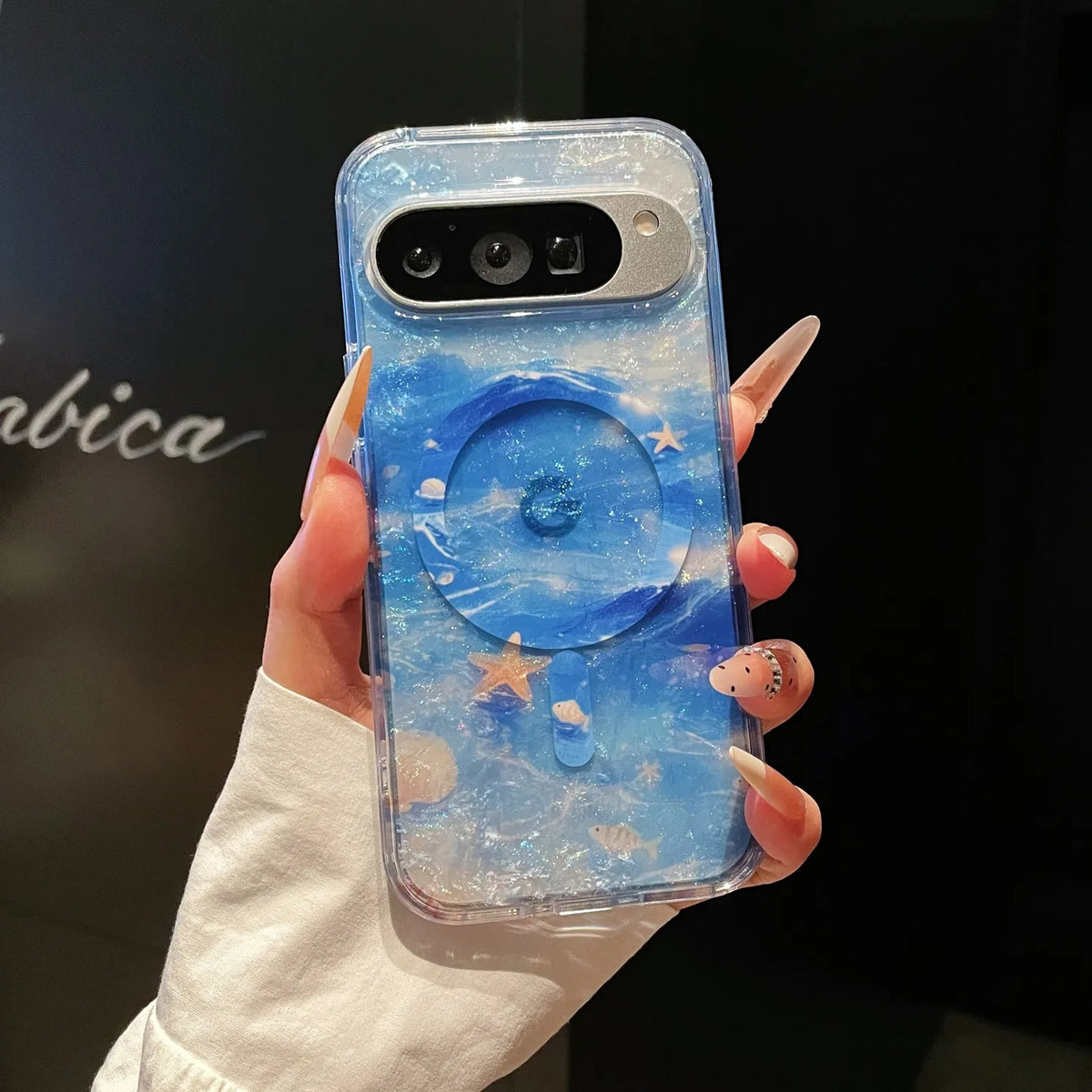 Dreamy Ocean Shell Pattern For Magsafe Case For Google Pixel 11 10 9A 10A Pro XL Magnetic Bling Transparent Hybrid Bumper Cover