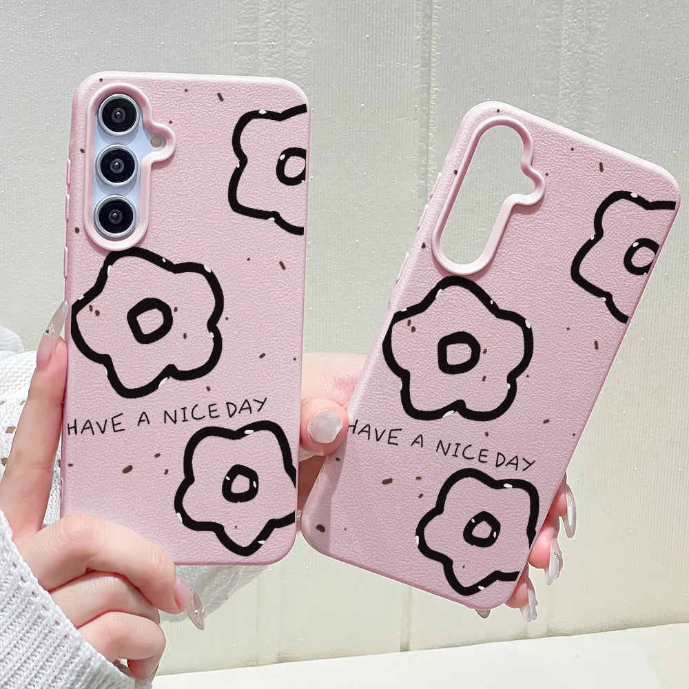 Flower Lichee Pattern Phone Case For Samsung Galaxy A56 5G A16 A17 A55 A36 A53 A35 A06 A07 A26 A34 S25 Ultra S24 FE S23 Cover
