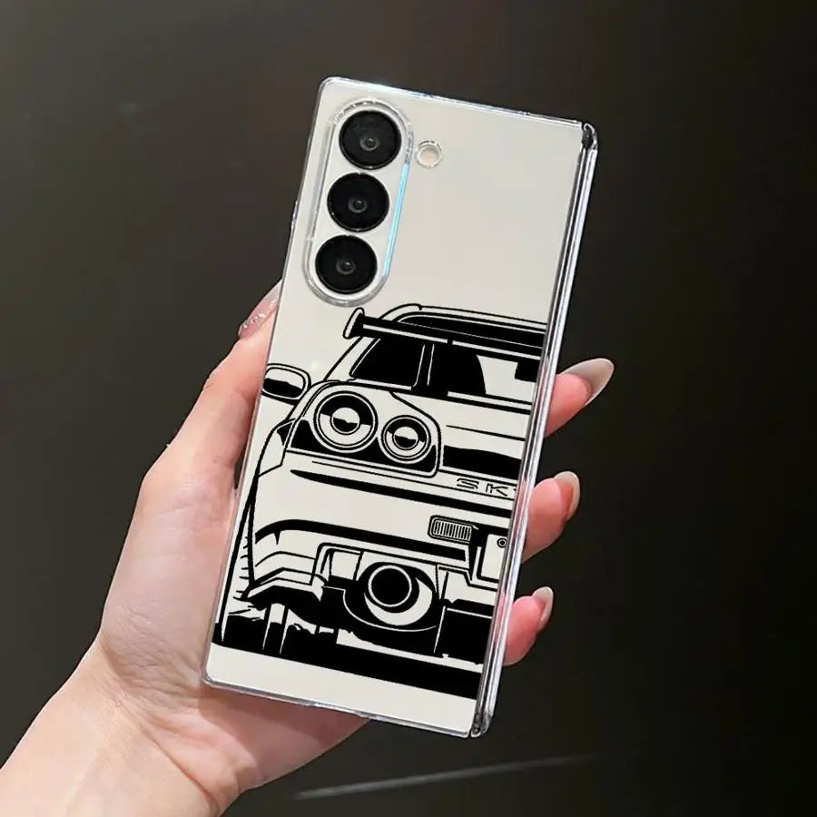 JDM Sport Car Case for Samsung Galaxy ZFold7 Z Fold 7 6 5 4 3 ZFold5 ZFold4 ZFold3 ZFold6 Hard Phone Cover