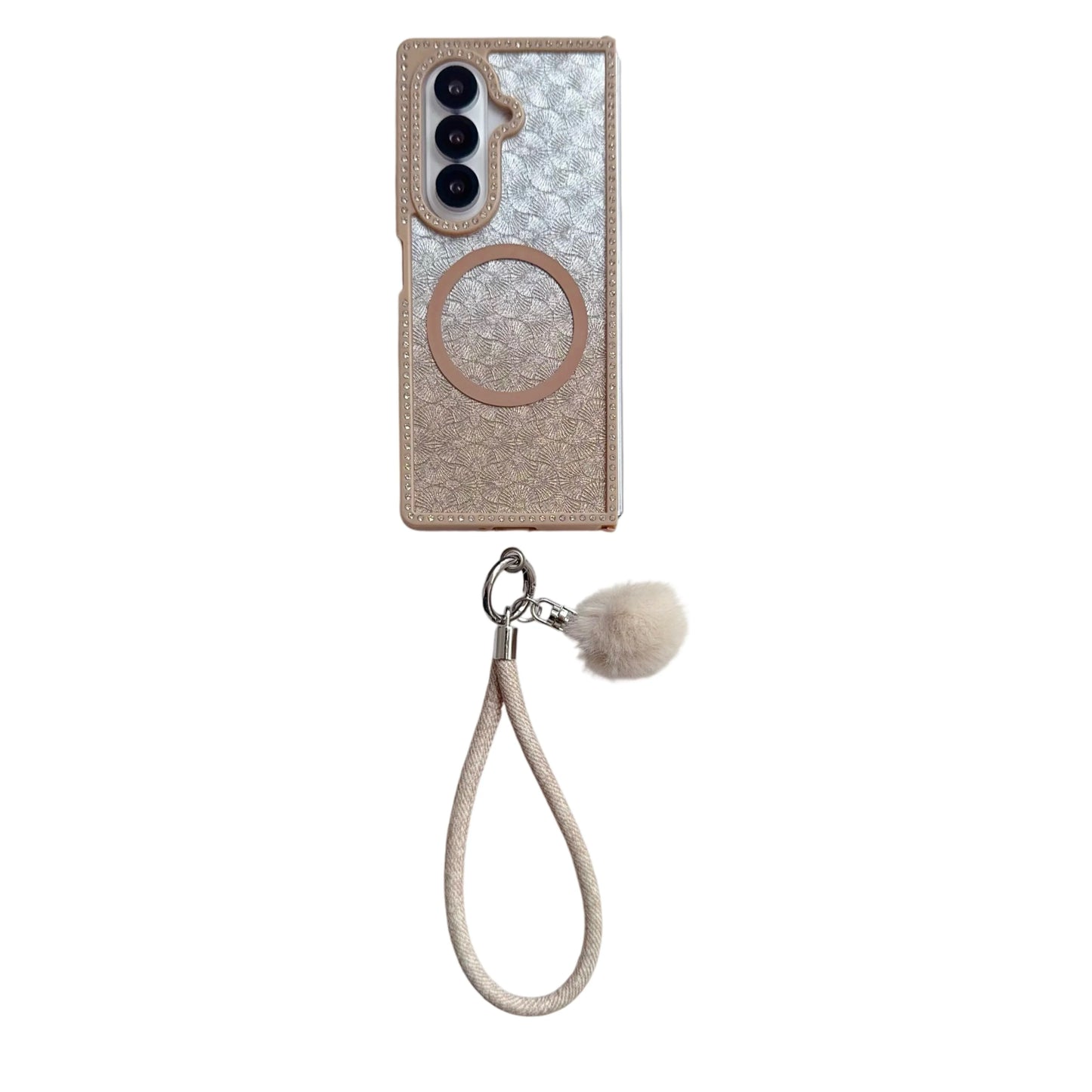 For Samsung Galaxy Z Fold 7 6 5 4 3 For Magsafe Case Bling Glitter Transparent Bracelet Folding Protection Hard Back Cover Funda