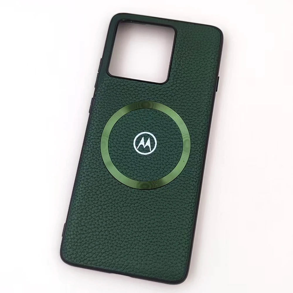 Litchi Texture Leather Magnetic Case For Motorola Edge 50Neo 60 Fusion G86 G85 G56 G55 G45 G35 For Magsafe Wireless Charge Cover