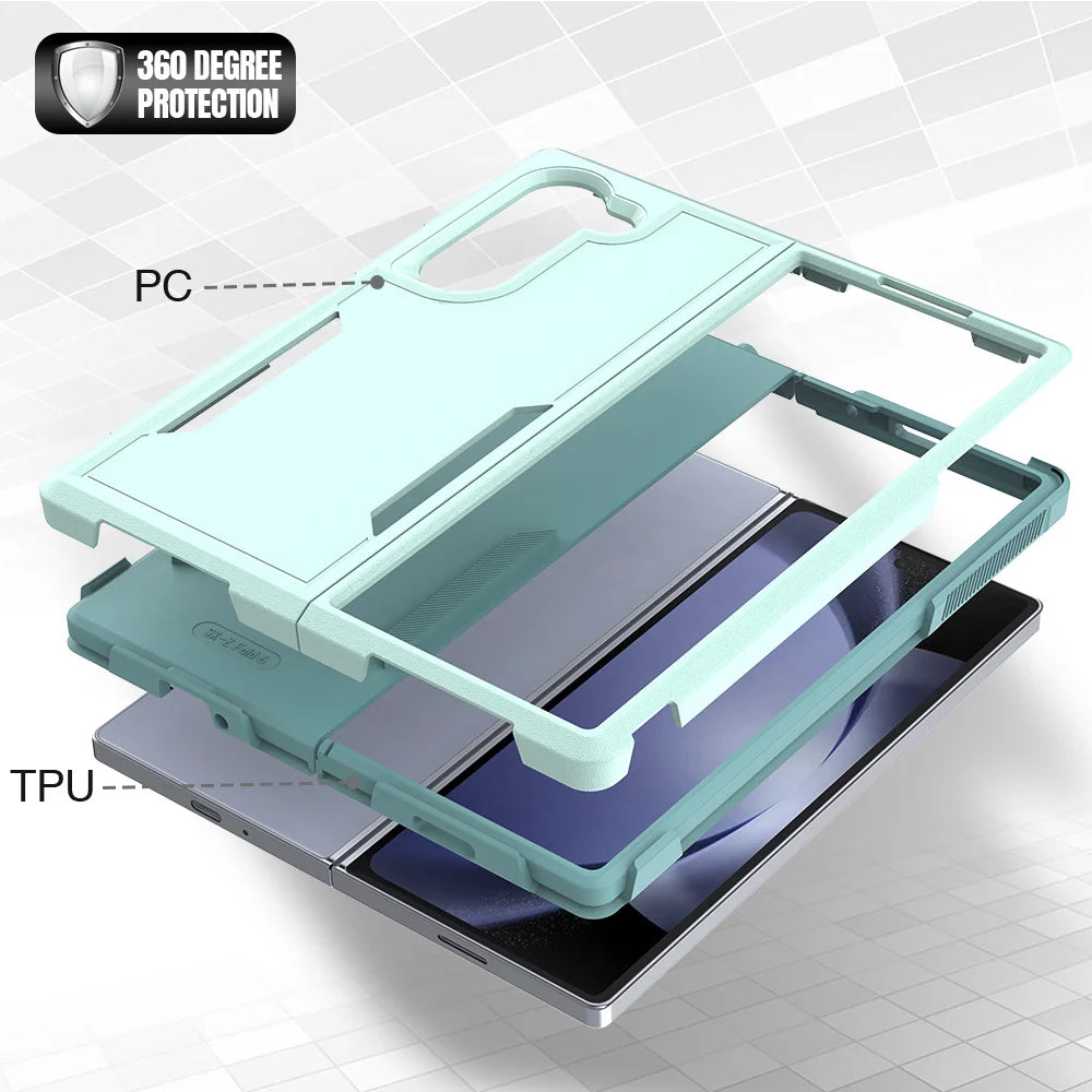 Military Shockproof Armour Phone Case for Samsung Z Fold 7 6 5 4 Fold6 Fold4 ZFold6 ZFold4 Double Layer Protective Back Cover